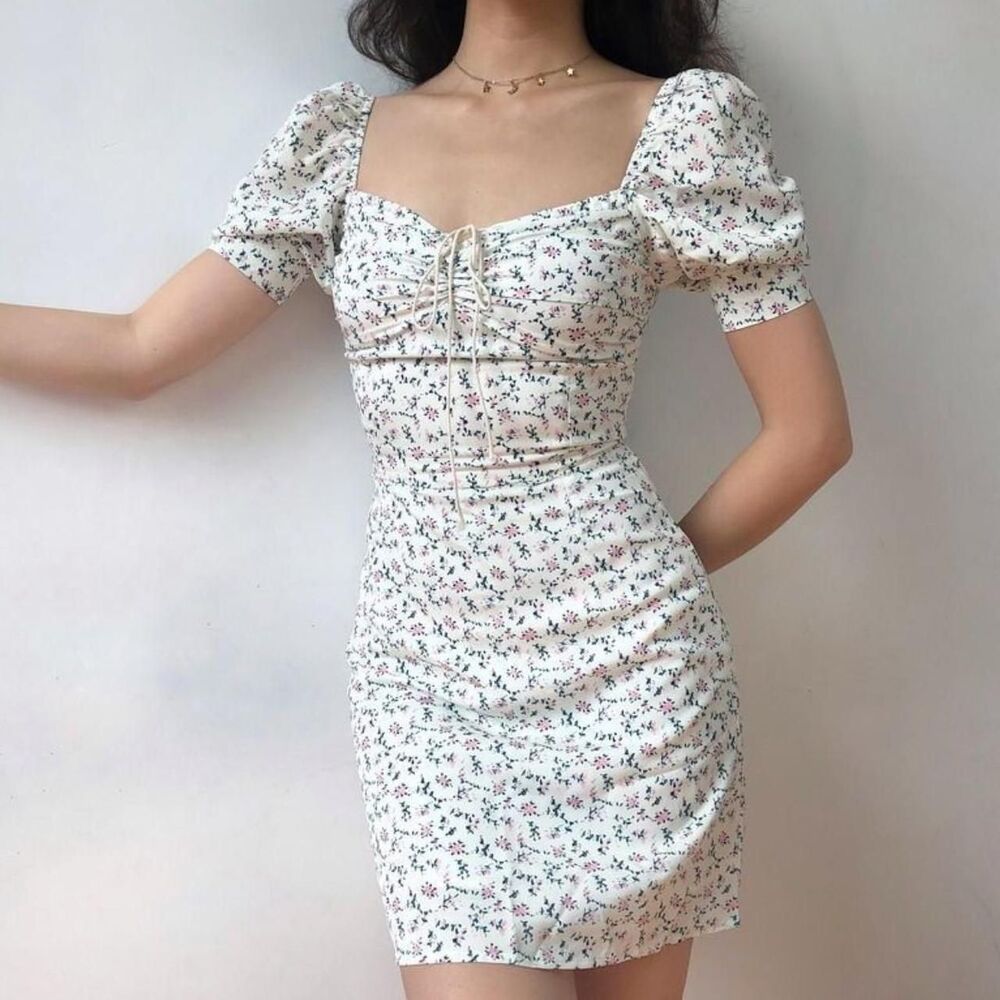 Puffed Sleeve Floral Dress